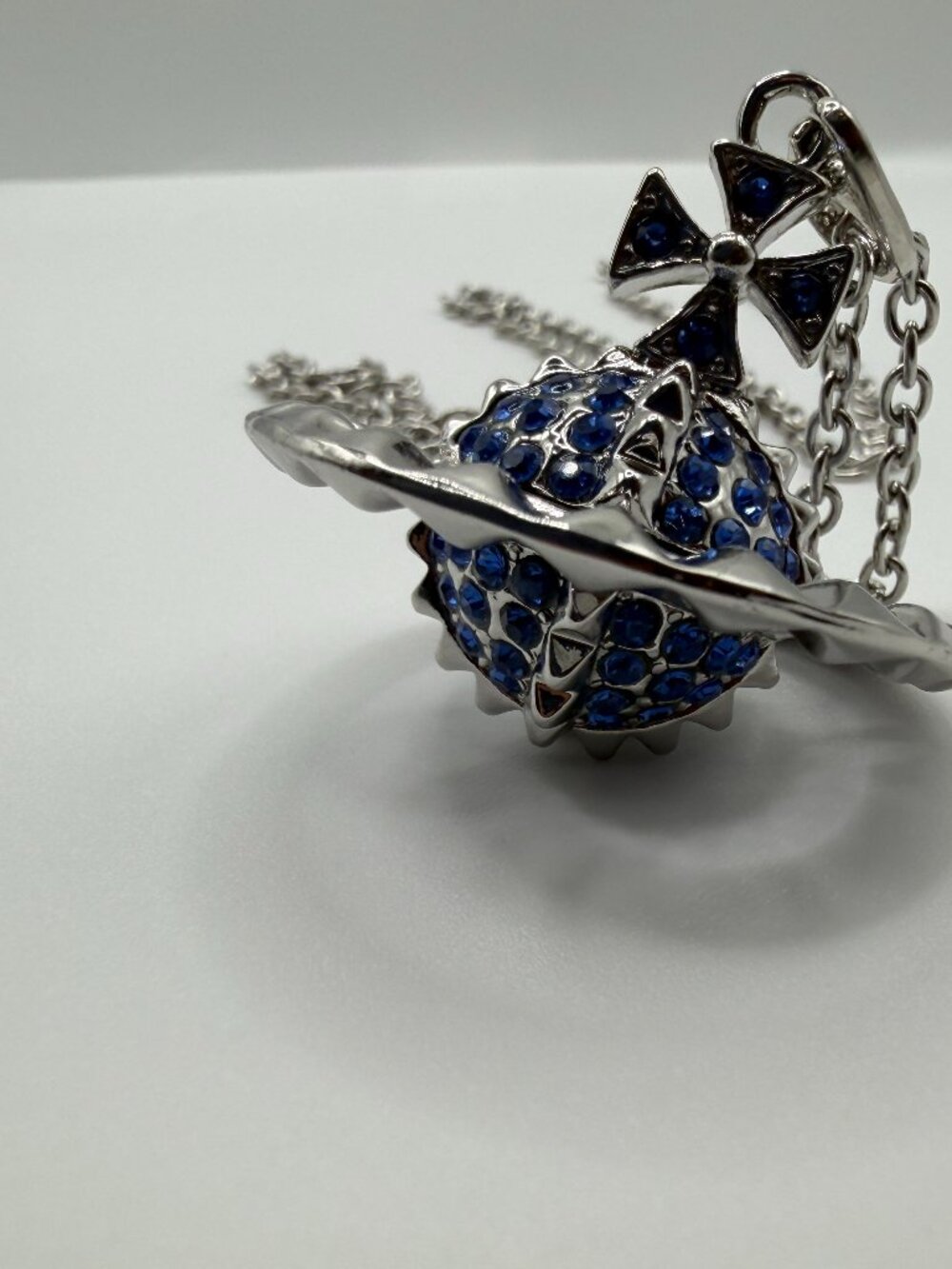 Vivienne Westwood Large Blue Crystal Orb Necklace Silver-Tone